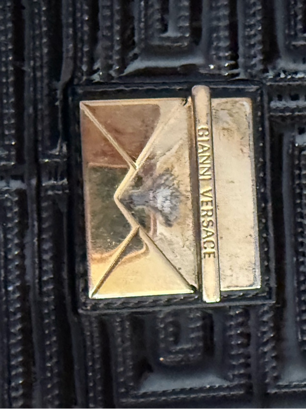 Gianni Versace black patent leather shoulder handbag purse - Picture 11 of 15